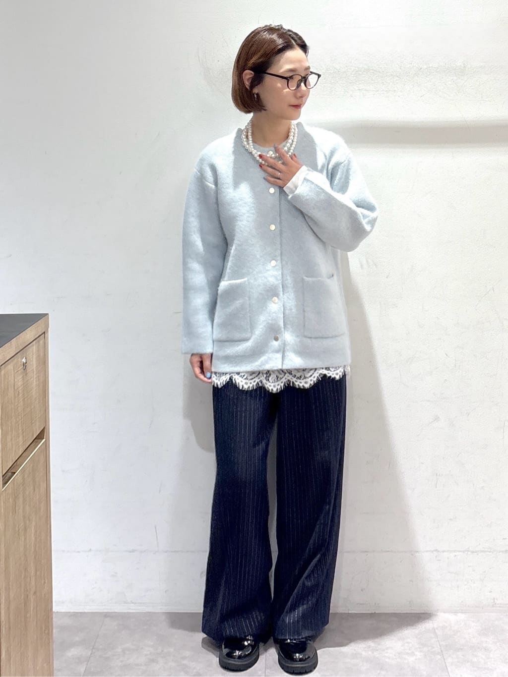 たけねぇさんの「OPAQUE.CLIP｜ラメストライプワイドパンツ【洗濯機OK】」を使ったコーディネート