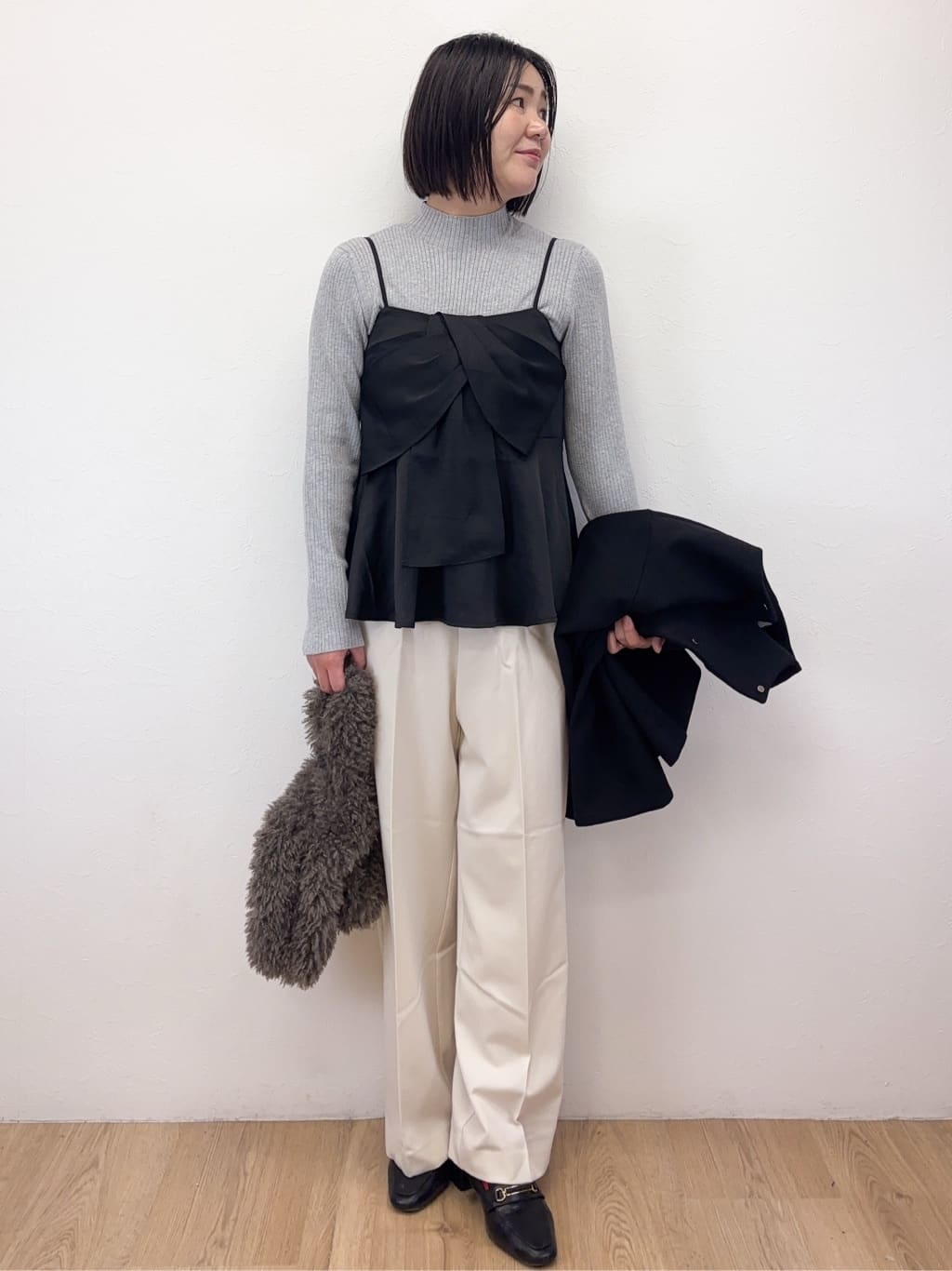 Takeさんの「OPAQUE.CLIP｜ウールライクメルトンノーカラーコート【洗濯機洗い可】」を使ったコーディネート