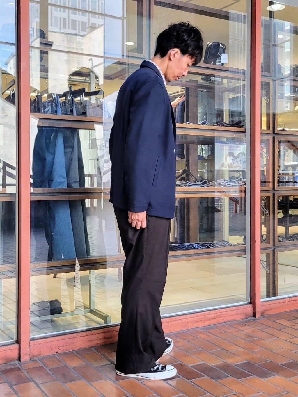 piroyaさんの「TAKEO KIKUCHI｜【尾州織】ショールカラー カーディガン」を使ったコーディネート
