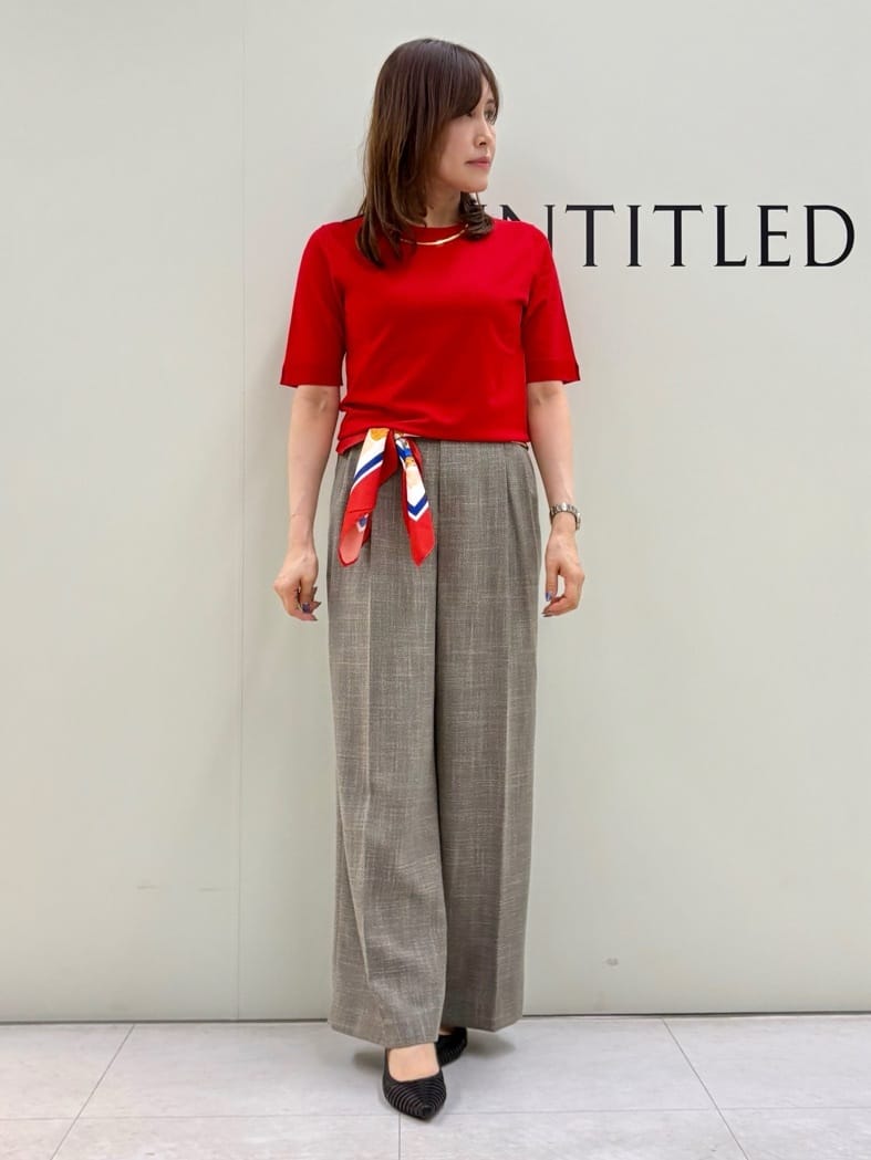 Sakaiさんの「UNTITLED｜【アンサンブル可/薄手/洗える】5分袖クルーニット」を使ったコーディネート