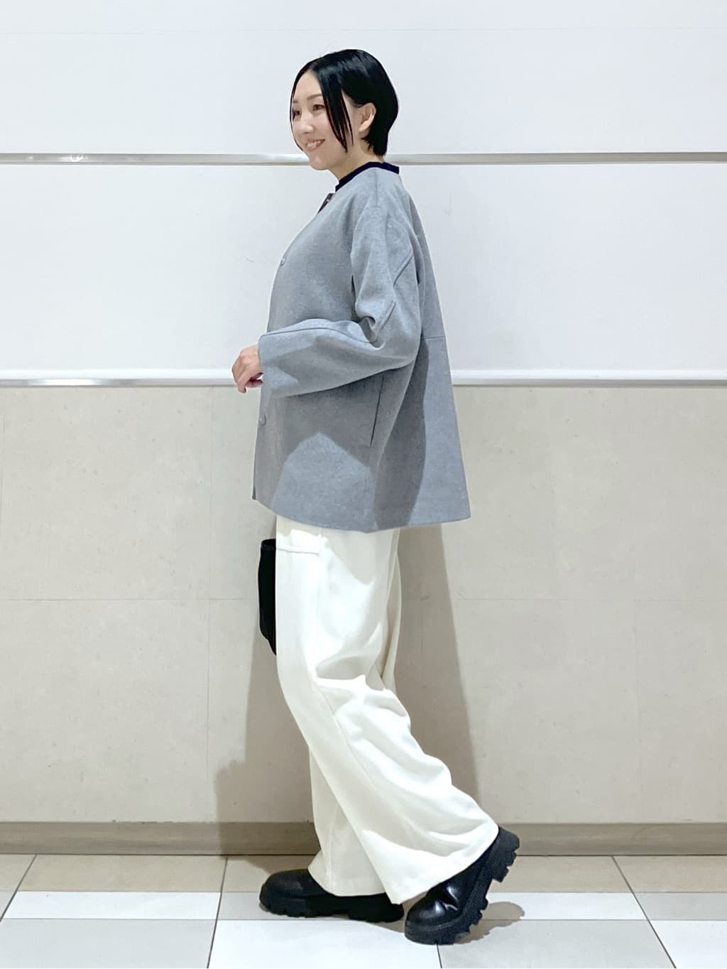eriko さんの「Dessin｜ウール混クルーネックコート」を使ったコーディネート