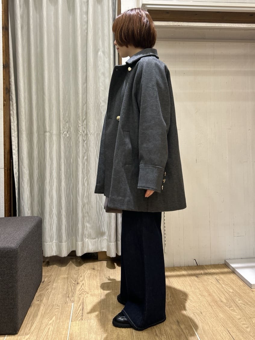 ga_riさんの「THE SHOP TK｜クラシカルな装い ウールライクスタンドカラーコート」を使ったコーディネート