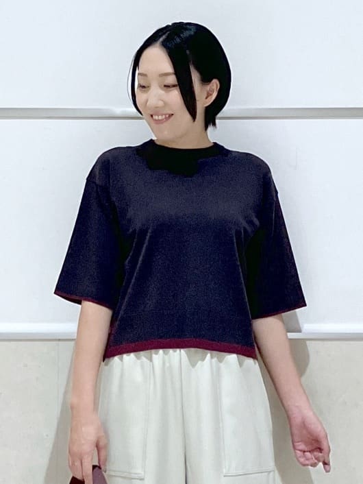 eriko さんの「Dessin｜【洗える】バイカラーショート丈ニット」を使ったコーディネート