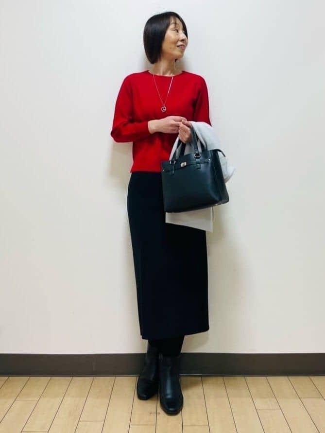 Riiさんの「Reflect｜【選べる6色／長く着られる◎】ボートネックニット」を使ったコーディネート
