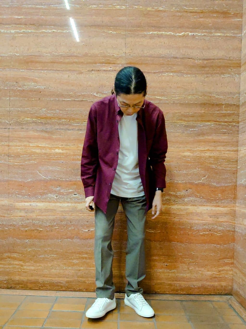 かしげるさんの「TAKEO KIKUCHI｜【抗菌防臭/シーズンレス】シアサッカー ジャージシャツ」を使ったコーディネート