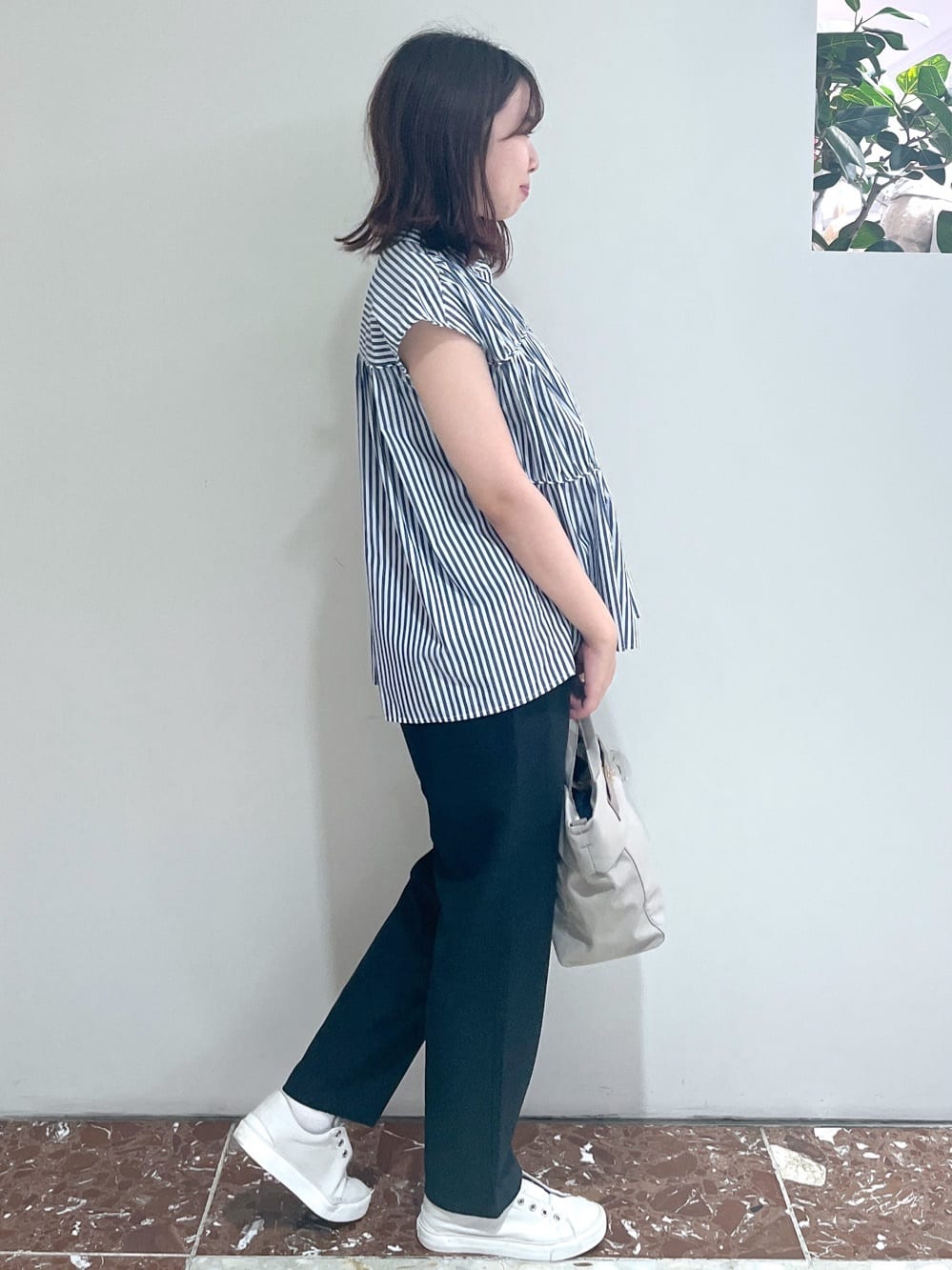 Makinoさんの「Dessin｜【洗える】ストライプ柄ギャザーブラウス」を使ったコーディネート