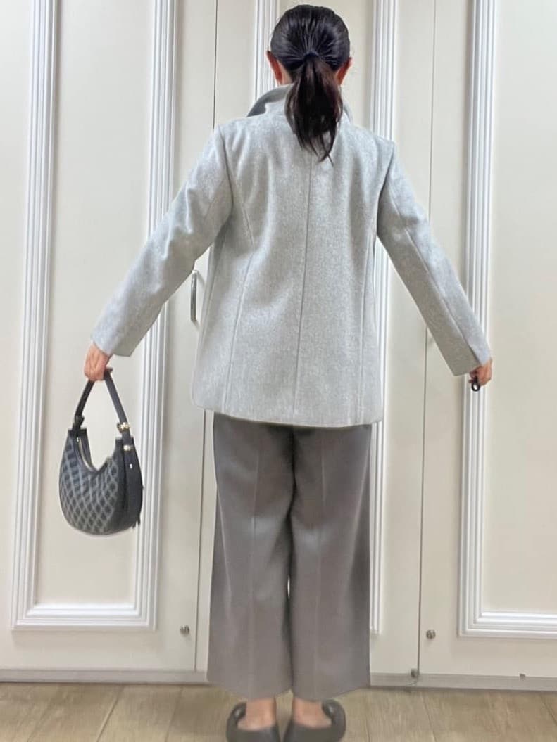 KAOさんの「Reflect｜【SS-4Lサイズ／衿が顔に当たらない◎】スタンドネックミドルコート」を使ったコーディネート