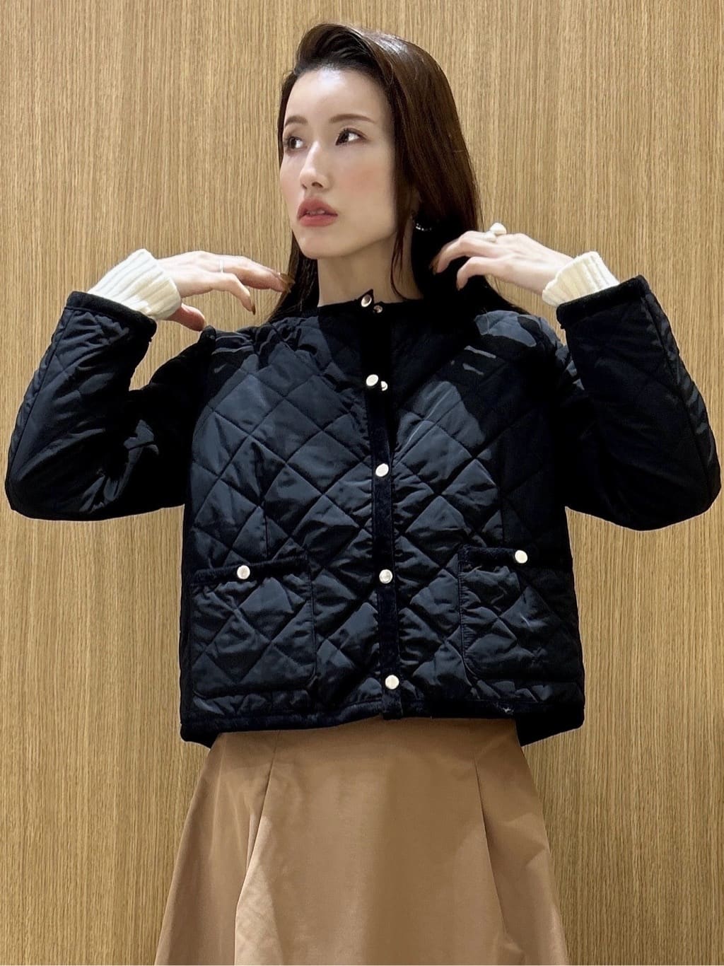 maiさんの「OPAQUE.CLIP｜ビック襟ケーブルニット【洗濯機OK／抗ピル】」を使ったコーディネート