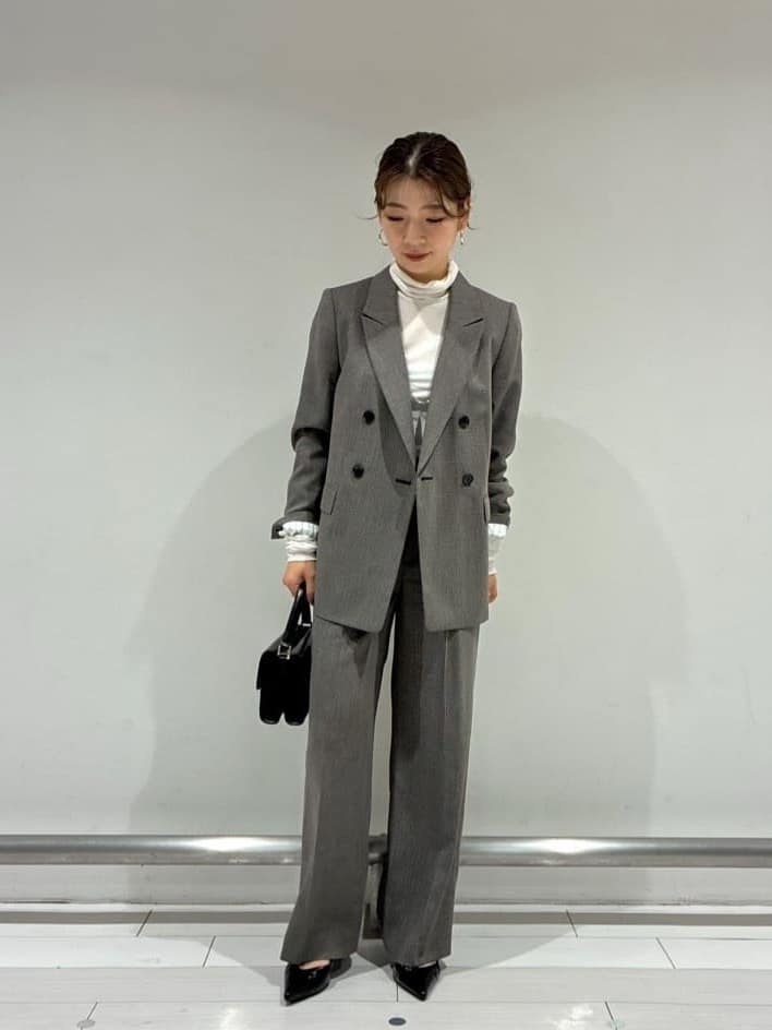 Rinさんの「UNTITLED｜【セットアップ可】ウールライク ダブルブレストジャケット」を使ったコーディネート
