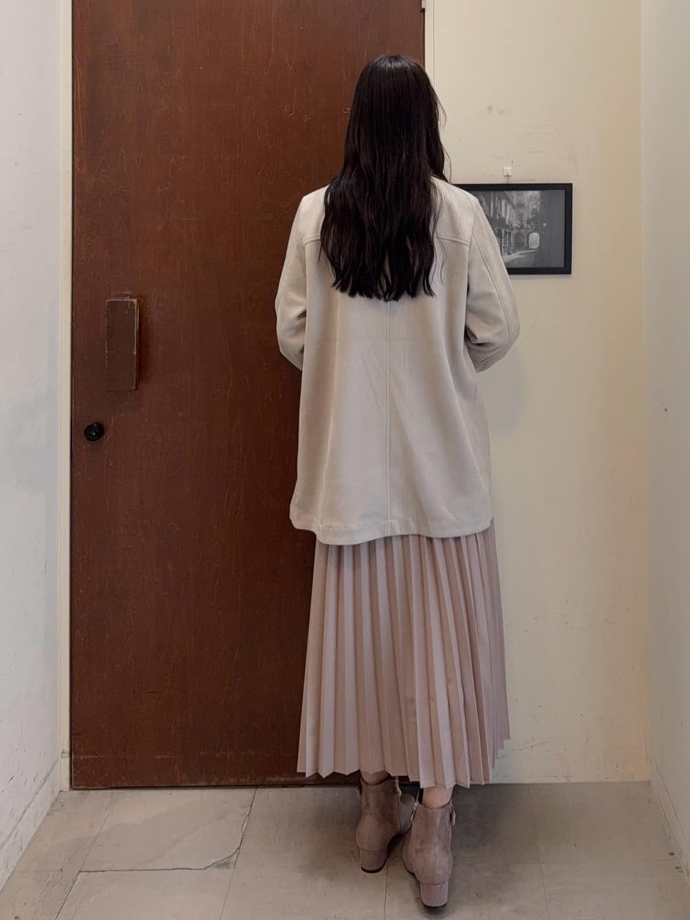 ふーちゃんさんの「SHOO･LA･RUE｜【S-LL】上品さを纏う やわらかフェイクスエード ミドル丈ブルゾン」を使ったコーディネート