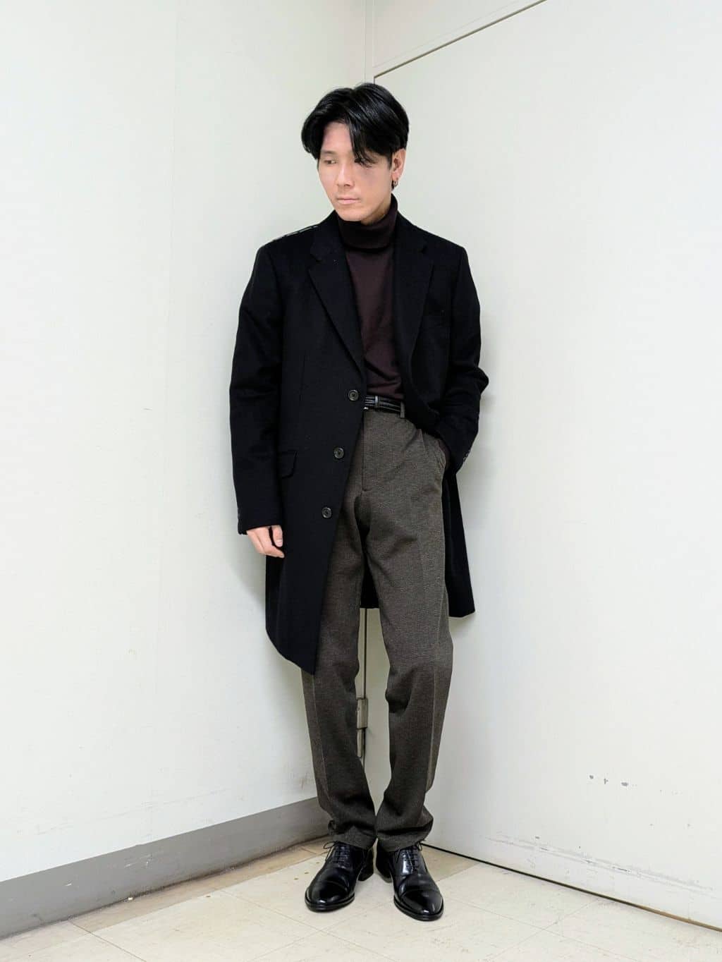 ryoさんの「TAKEO KIKUCHI｜カシミヤブレンド ビーバー調チェスターコート」を使ったコーディネート