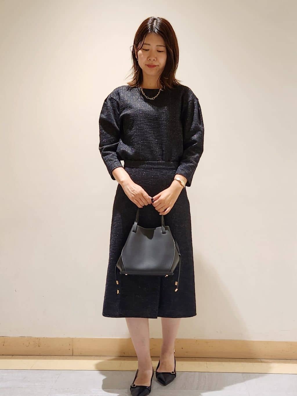 yukaさんの「COUP DE CHANCE｜【手洗い可／日本製】タック入りフレアースカート」を使ったコーディネート
