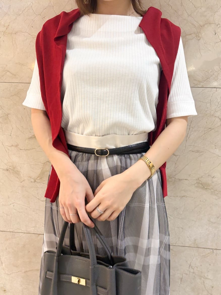 hさんの「index｜チュールラメチェックフレアスカート【洗濯機洗い可／防シワ】」を使ったコーディネート