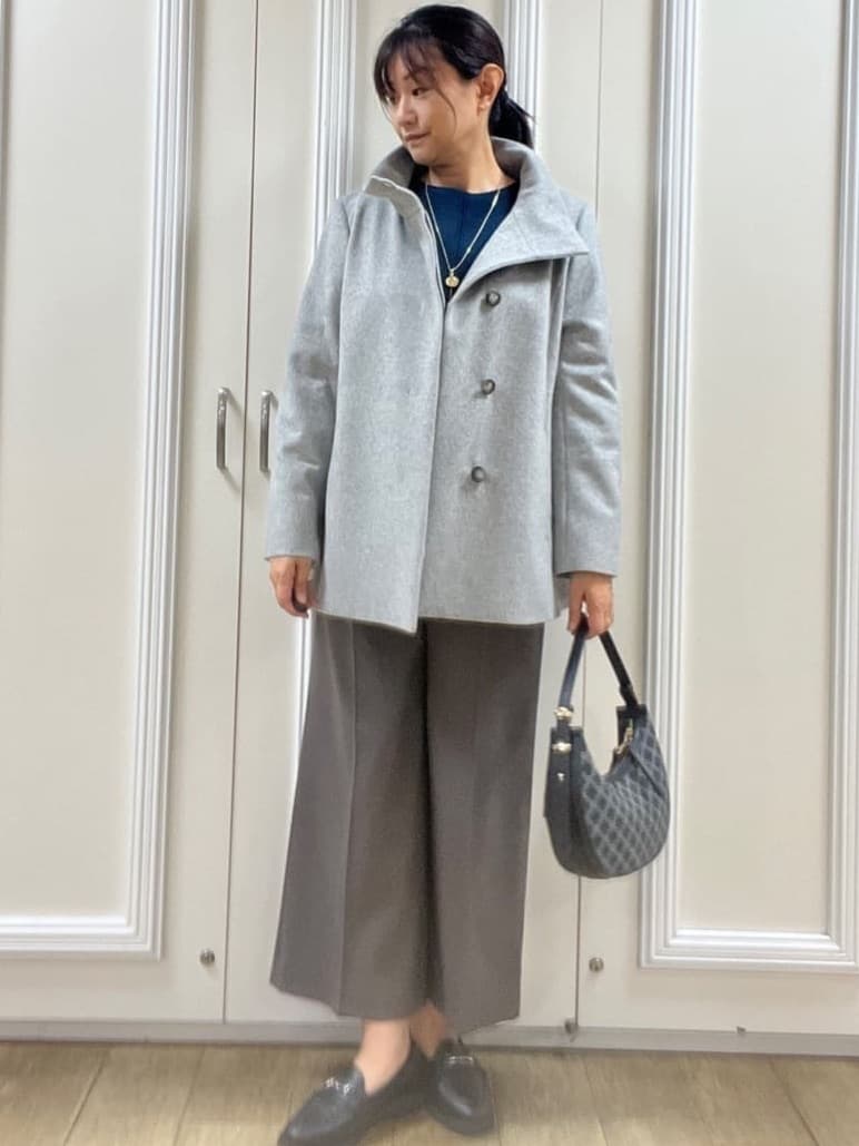 KAOさんの「Reflect｜【SS-4Lサイズ／衿が顔に当たらない◎】スタンドネックミドルコート」を使ったコーディネート
