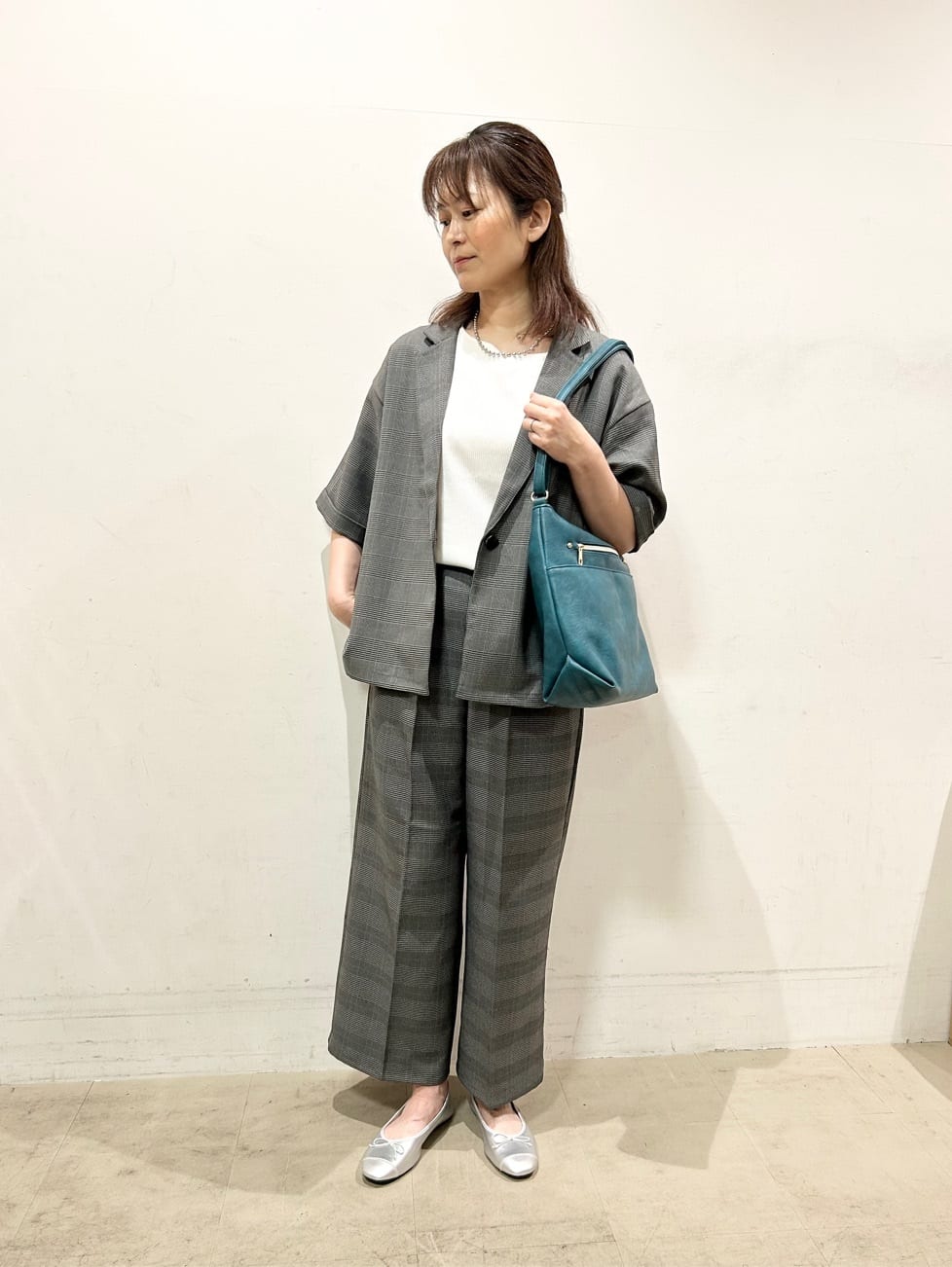 Mさんの「SHOO･LA･RUE｜【セットアップ可/洗濯後しわになりにくい】5分袖テーラードジャケット」を使ったコーディネート