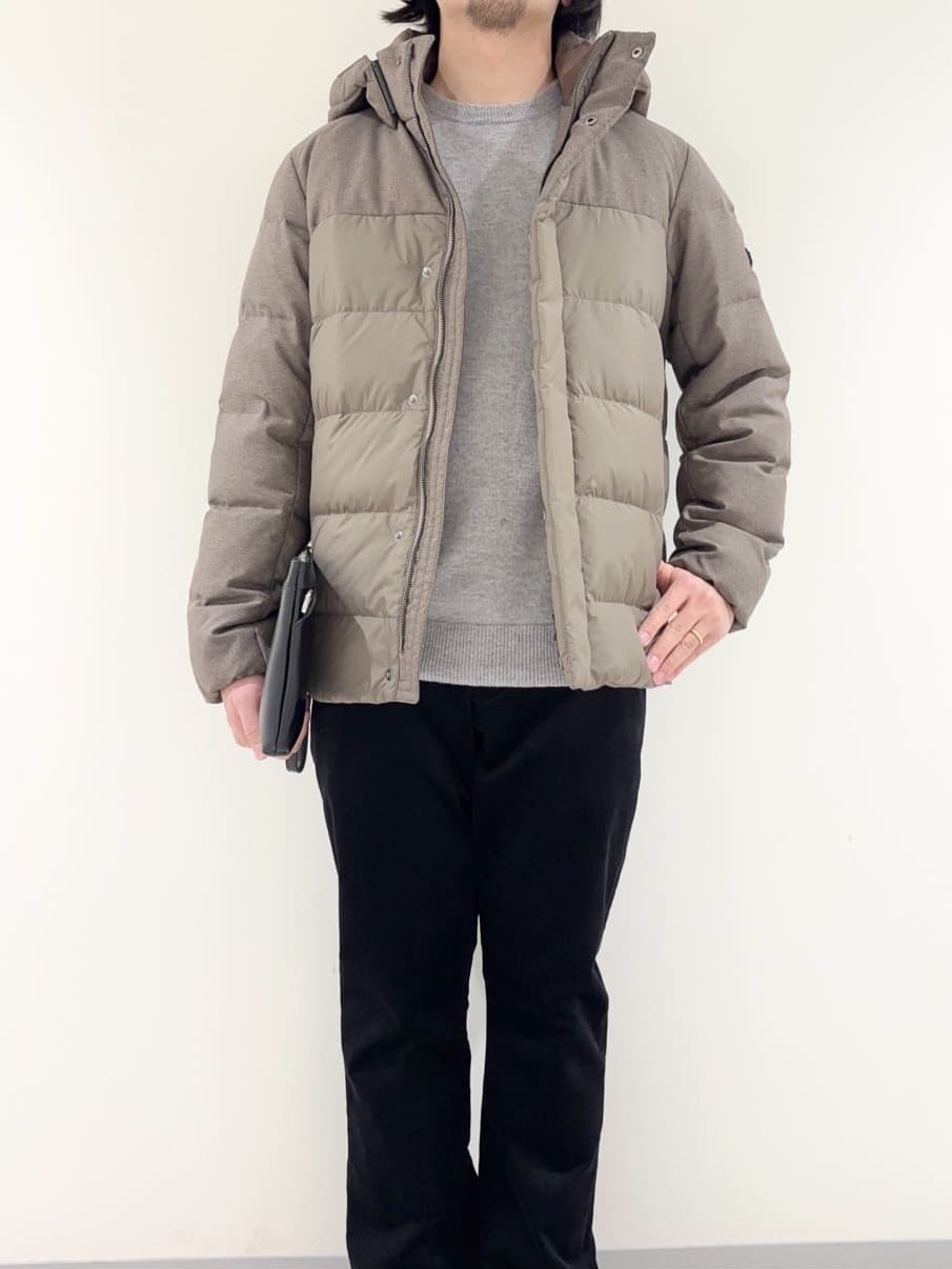 及川さんの「TAKEO KIKUCHI｜カラーコンビ ダウンブルゾン」を使ったコーディネート