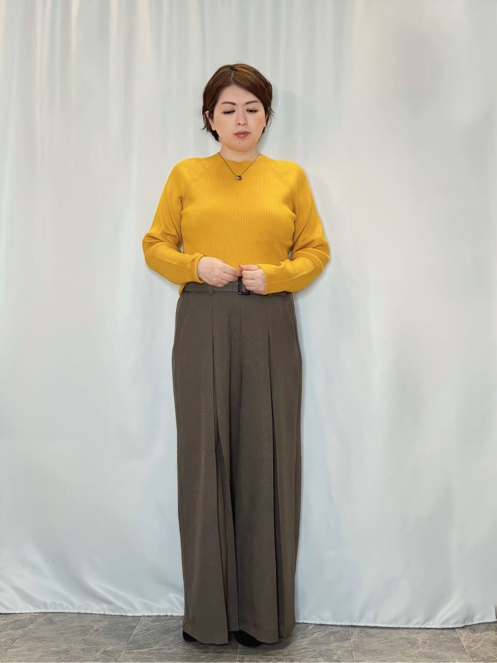 たみさんの「SHOO･LA･RUE｜【絶妙なゆるピタ/洗濯機可】ちくちくしにくい リブハイネックやわらかニット」を使ったコーディネート