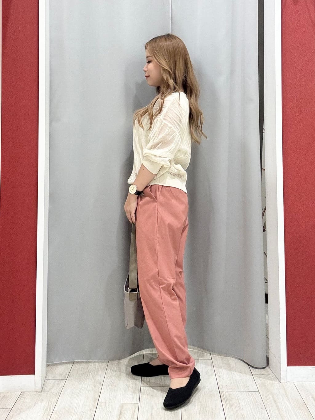 shioさんの「SHOO･LA･RUE｜【S-LL/洗える】曲線的な柄がきれい見え シアーニット」を使ったコーディネート