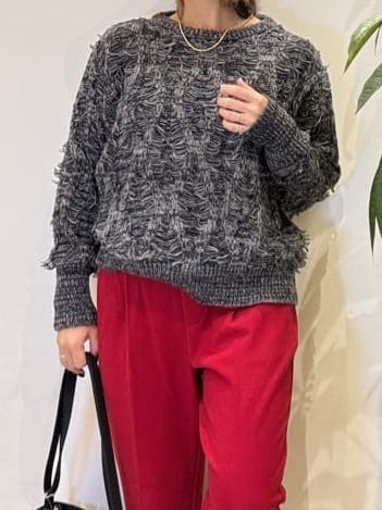 misakiさんの「SHOO･LA･RUE｜【S-LL】大人も着やすいシックなカラー 主役級フリンジニット」を使ったコーディネート