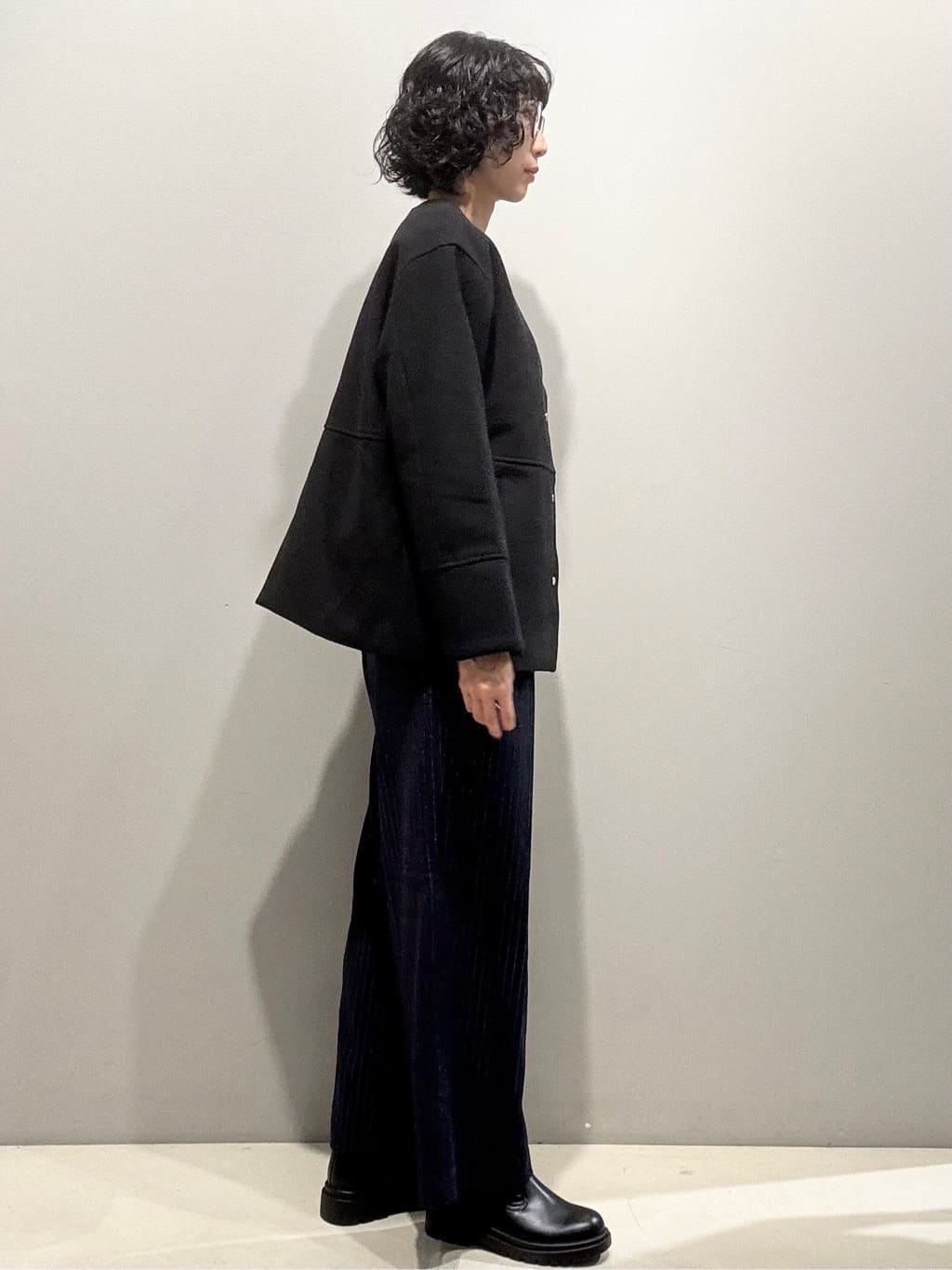 naoさんの「OPAQUE.CLIP｜ウールライクメルトンノーカラーコート【洗濯機洗い可】」を使ったコーディネート