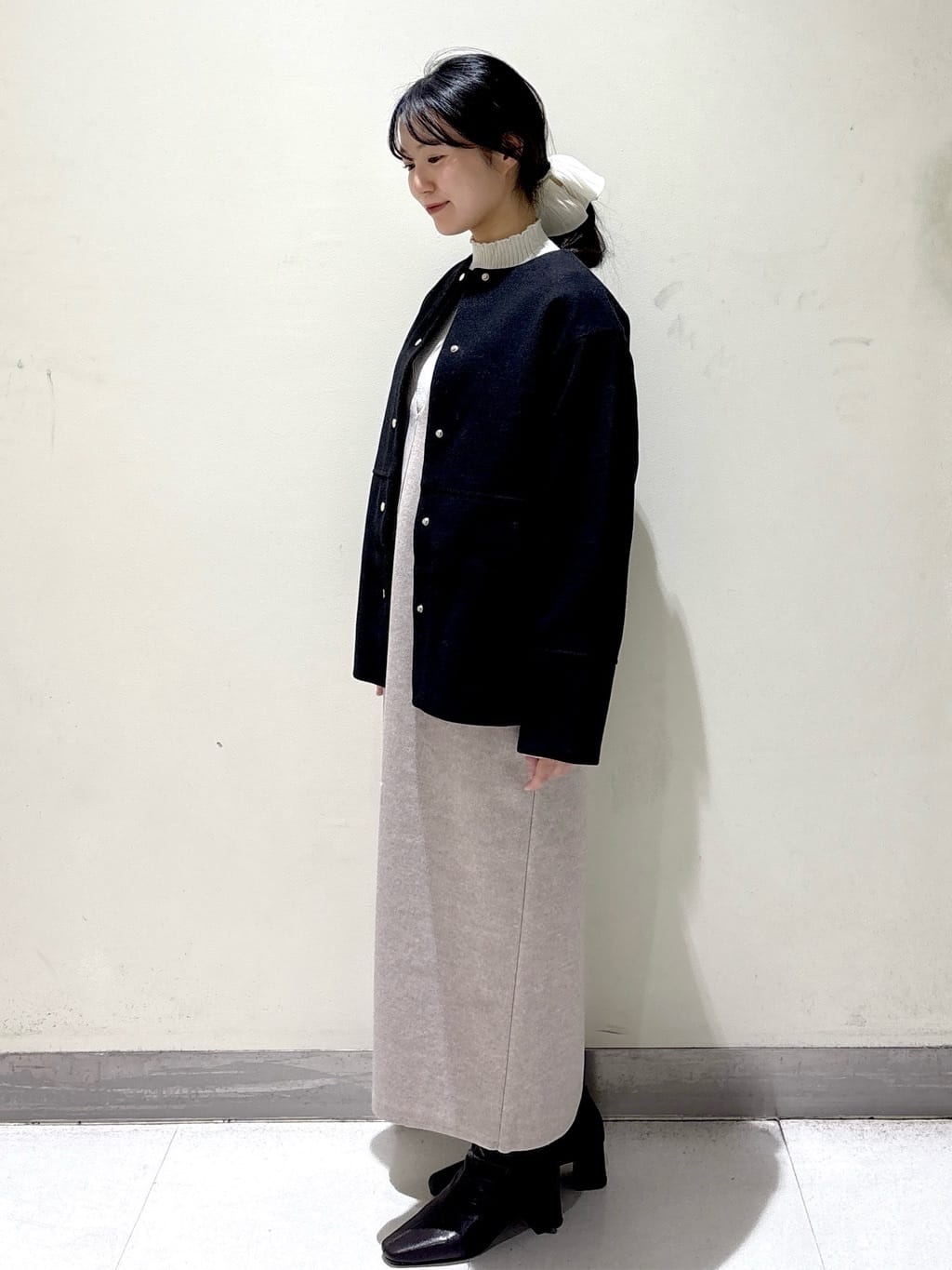 きみさんの「OPAQUE.CLIP｜ウールライクメルトンノーカラーコート【洗濯機洗い可】」を使ったコーディネート