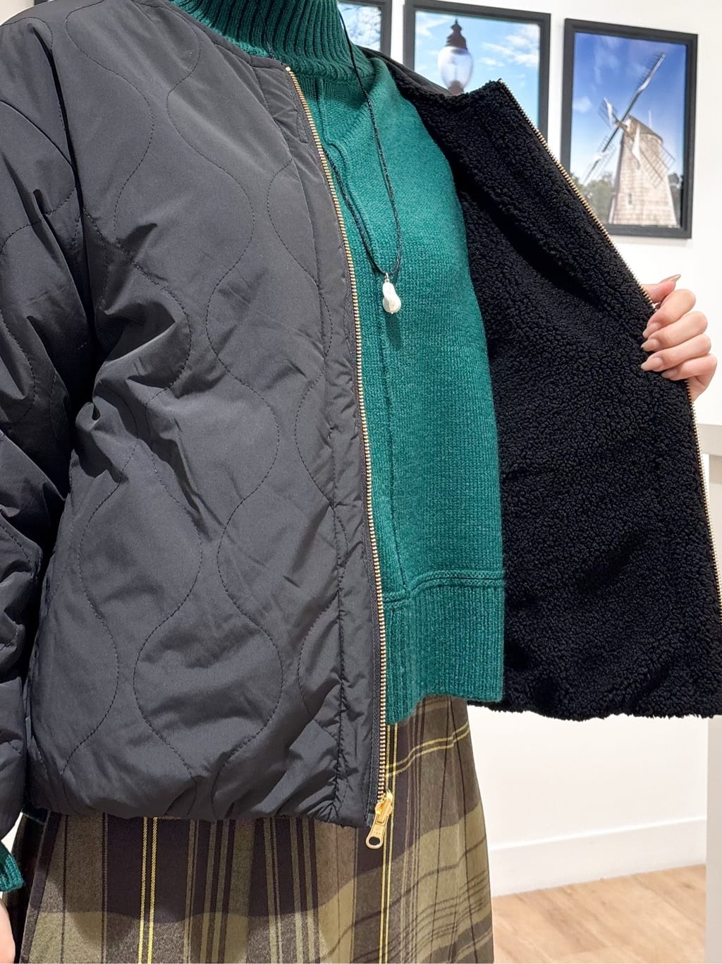 Ririkaさんの「Dessin｜【2WAY】リバーシブルタフタボアアウター」を使ったコーディネート
