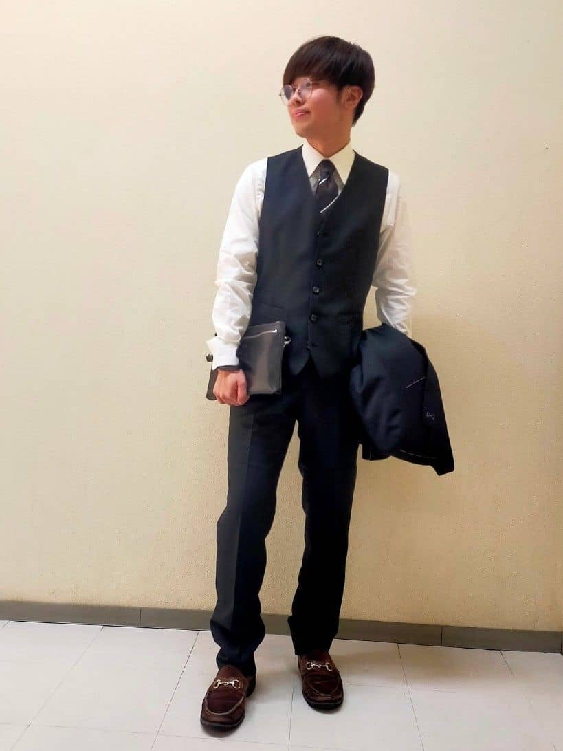 nerさんの「TAKEO KIKUCHI｜【Made in JAPAN】矢絣（やがすり）スーツ／スリーピース対応」を使ったコーディネート