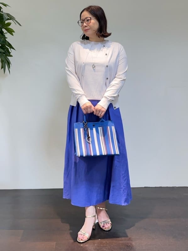Asamiさんの「UNTITLED｜【手洗い可】マルチストライプニットバッグ」を使ったコーディネート
