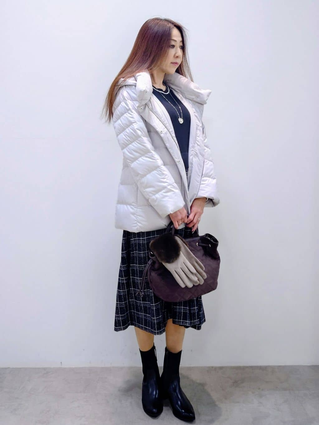 yoshiさんの「Reflect｜【SS-4Lサイズ】フーデッドミドルダウンコート」を使ったコーディネート