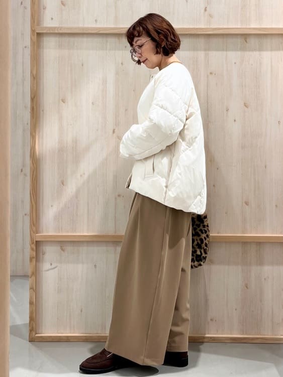 nakoさんの「THE SHOP TK｜きれいめにもカジュアルにも ノーカラーキルトジャケット」を使ったコーディネート