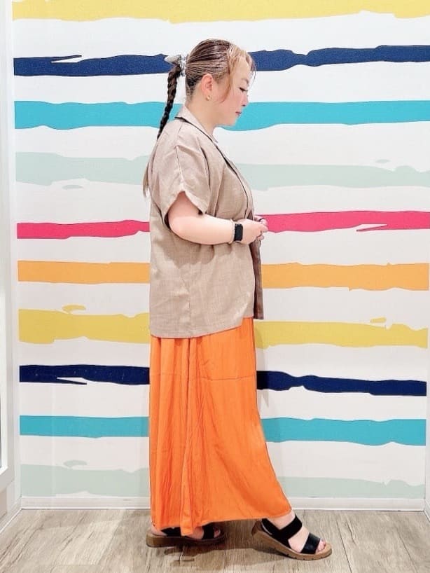 Peeさんの「SHOO･LA･RUE｜【S-LL】さらりと着たい大人のための 麻調半袖ジャケット」を使ったコーディネート