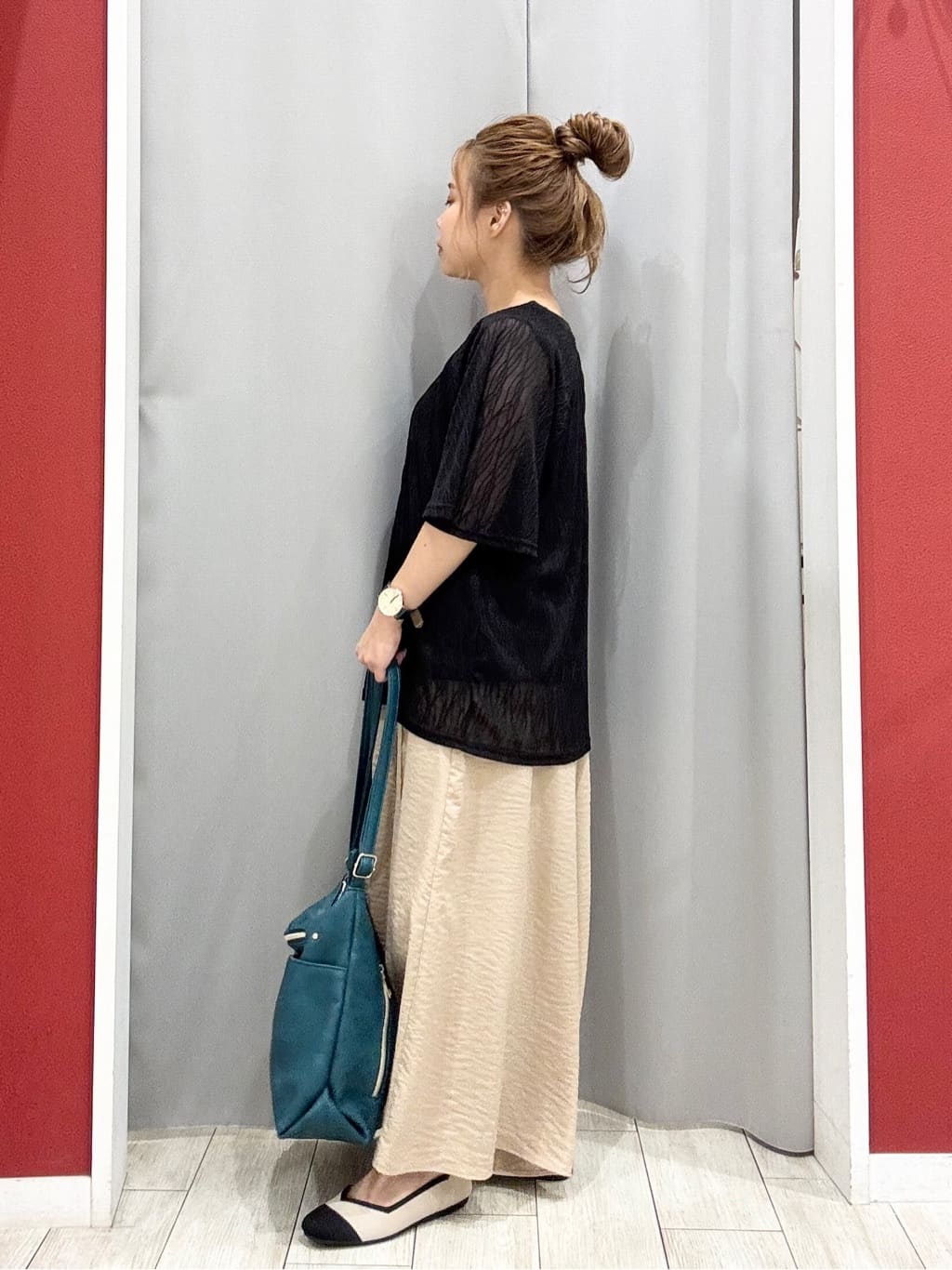 shioさんの「SHOO･LA･RUE｜【S-LL/二の腕カバー】ウエーブ柄 インナードッキングトップス」を使ったコーディネート