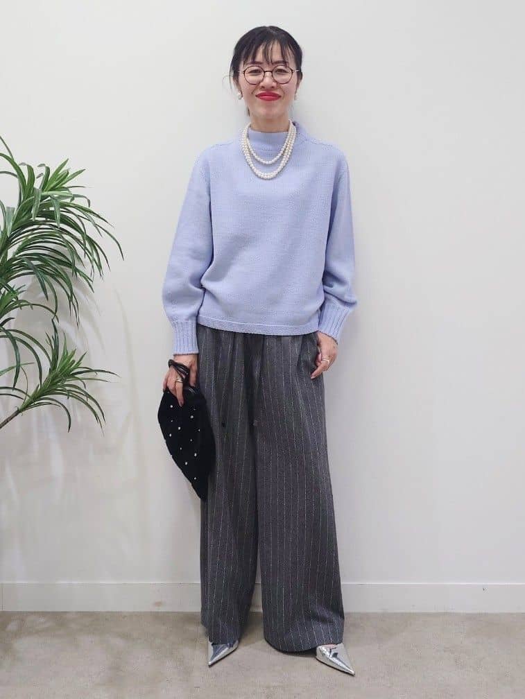 MUTSUKOさんの「UNTITLED｜【洗える】スポンディッシュ ボトルネックニット」を使ったコーディネート