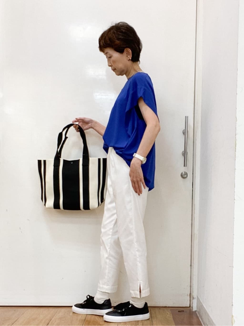 みぃさんの「SHOO･LA･RUE｜【S-LL/ひんやり/UV】二の腕をきれいにカバー ショルダータックトップス」を使ったコーディネート