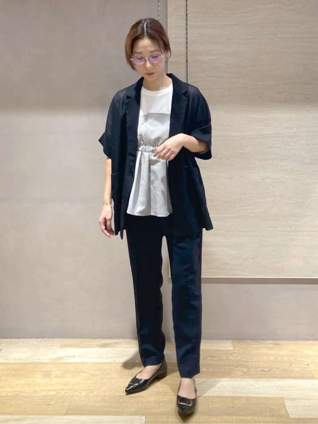たけねぇさんの「OPAQUE.CLIP｜メッシュテーラードジャケット【洗濯機洗い可】」を使ったコーディネート