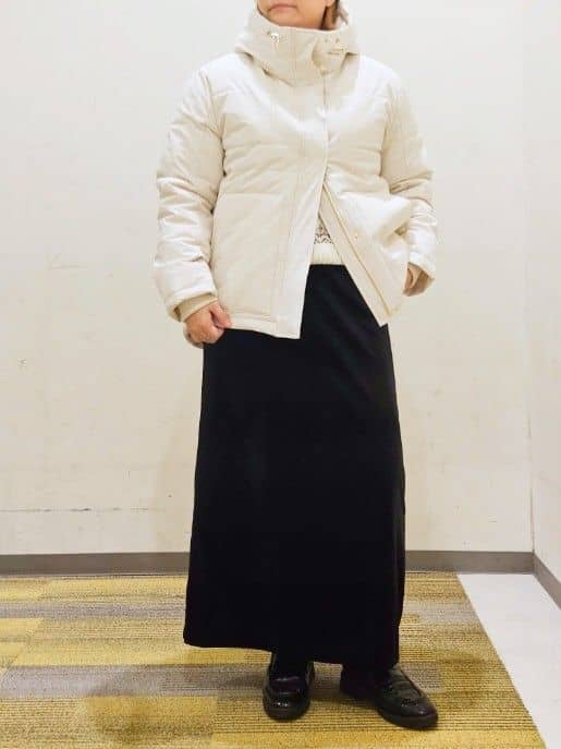 okayuさんの「THE SHOP TK｜【すっきり見えシルエット】上品ふわもこ中綿ブルゾン」を使ったコーディネート