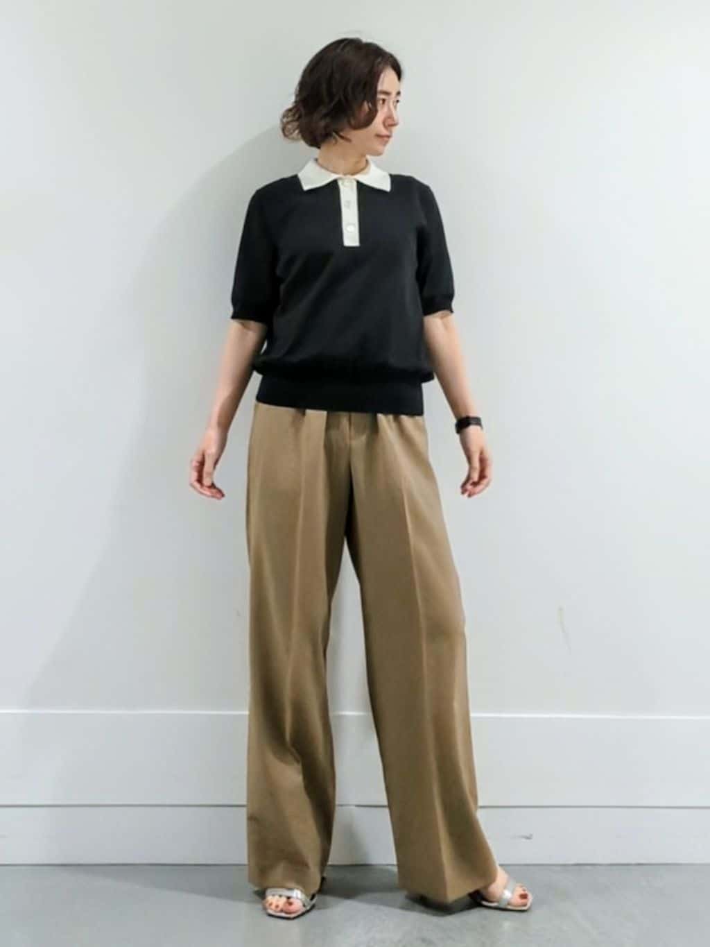 ミズタさんの「UNTITLED｜【トレンド/きれいめ】5分袖ポロニット」を使ったコーディネート
