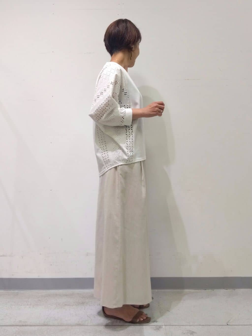 Kさんの「INDIVI｜【洗える／清涼感◎】ワイドフレアパンツ／スカーチョ」を使ったコーディネート