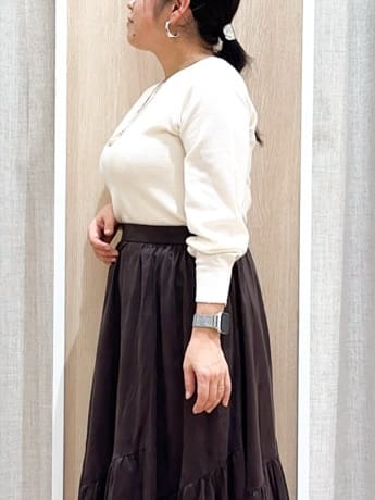 naoさんの「grove｜【最終お値下げ！】ガーターボートネックプルオーバー【洗える/毛玉軽減】」を使ったコーディネート
