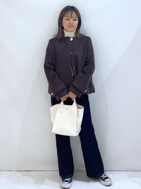 manaさんの「OPAQUE.CLIP｜《丈が選べる》ストレートデニムパンツ【洗濯機洗い可】」を使ったコーディネート