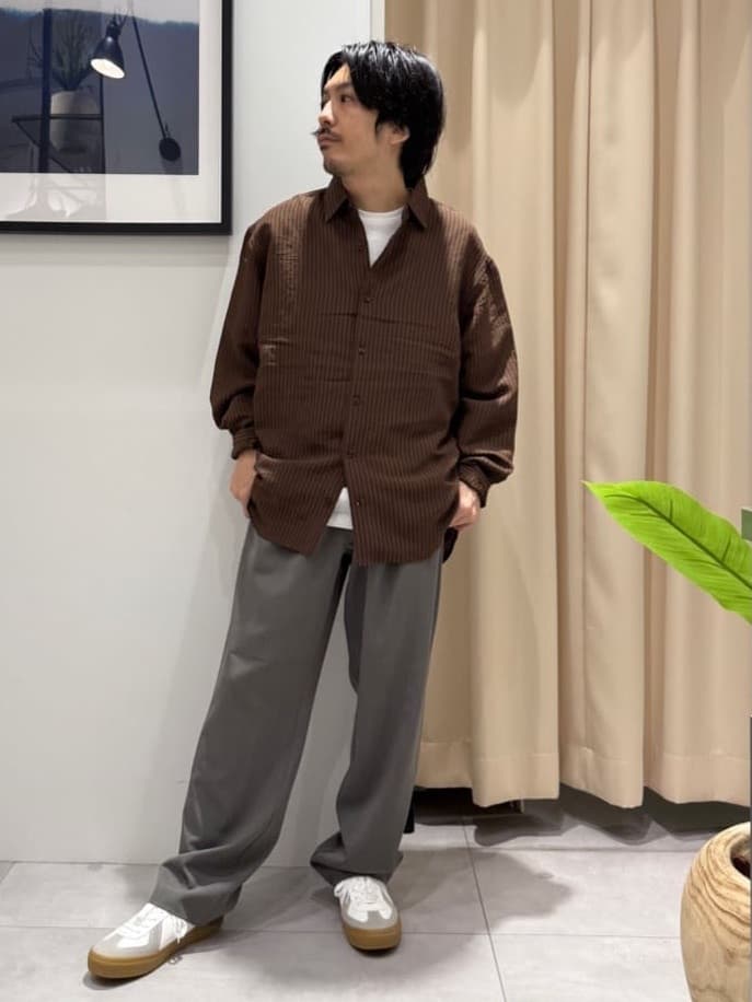 はさんの「THE SHOP TK｜チェック＆ストライプ アソート長袖シャツ【洗濯機OK】」を使ったコーディネート