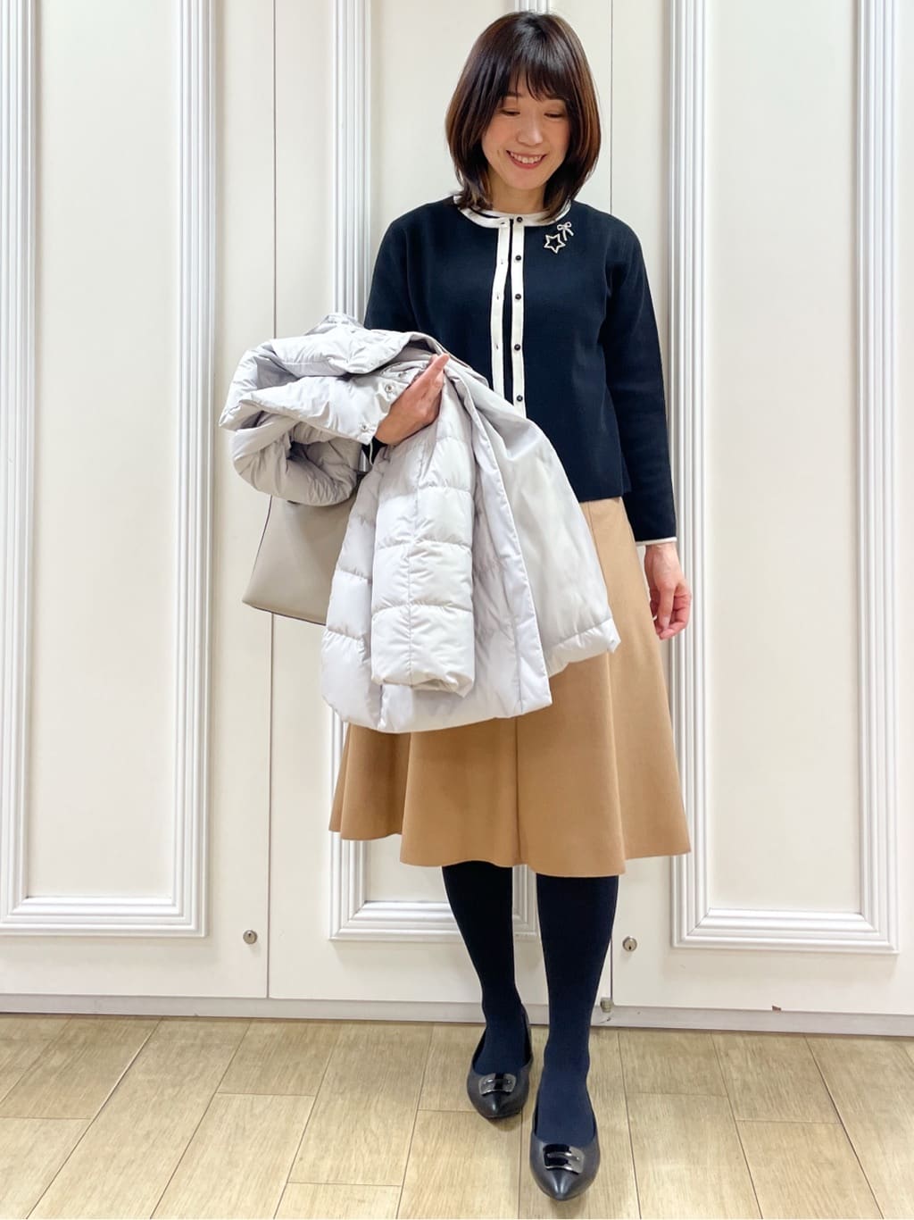 めいさんの「Reflect｜【SS-4Lサイズ】フーデッドミドルダウンコート」を使ったコーディネート