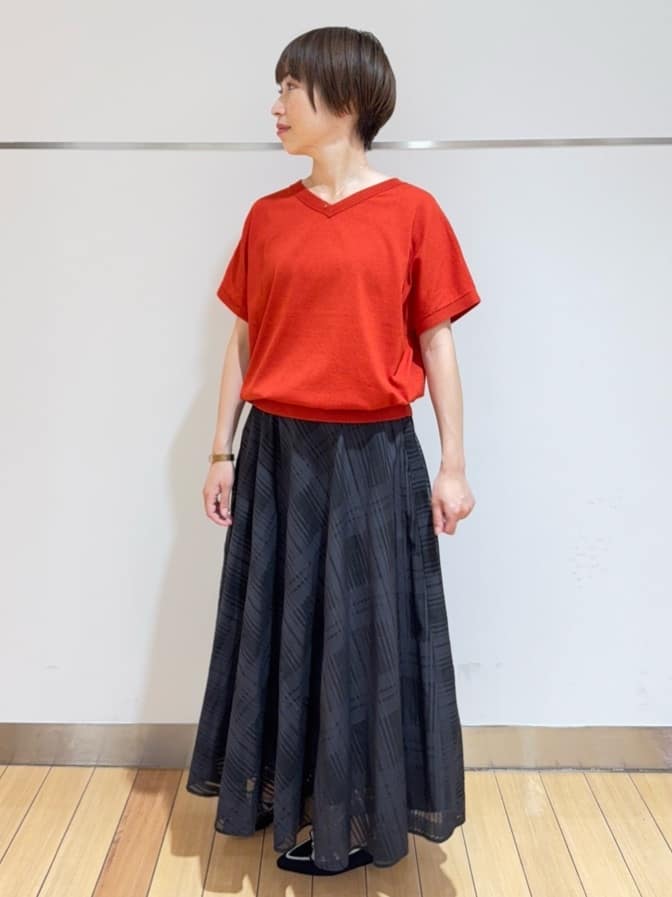 あやさんの「UNTITLED｜【セットアップ可/後ろウエストゴム】シアーチェックスカート」を使ったコーディネート