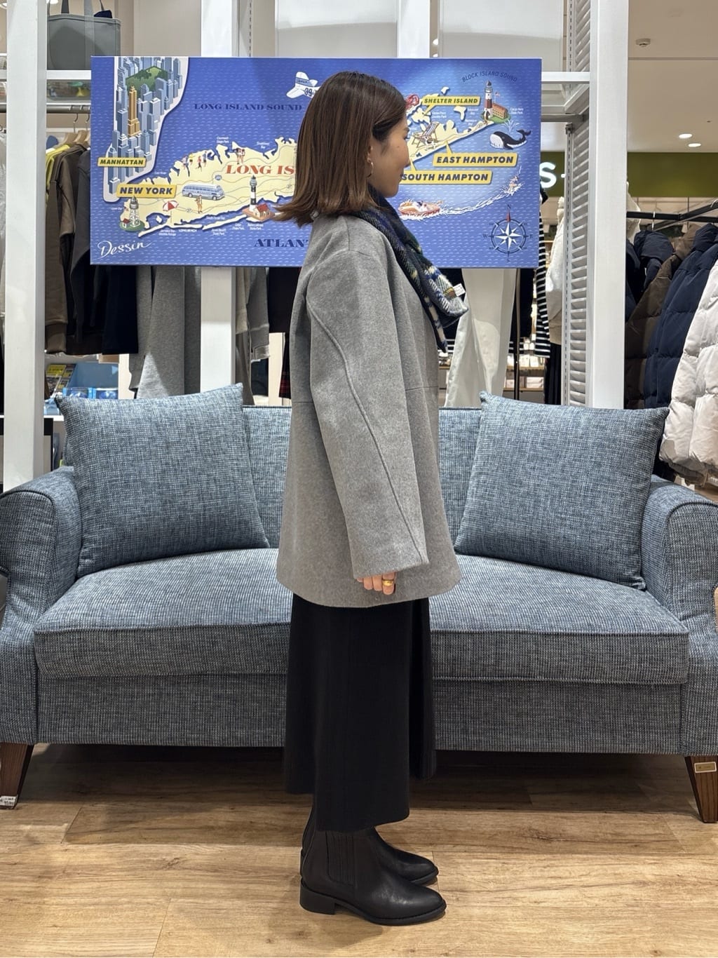 risaさんの「Dessin｜ウール混クルーネックコート」を使ったコーディネート
