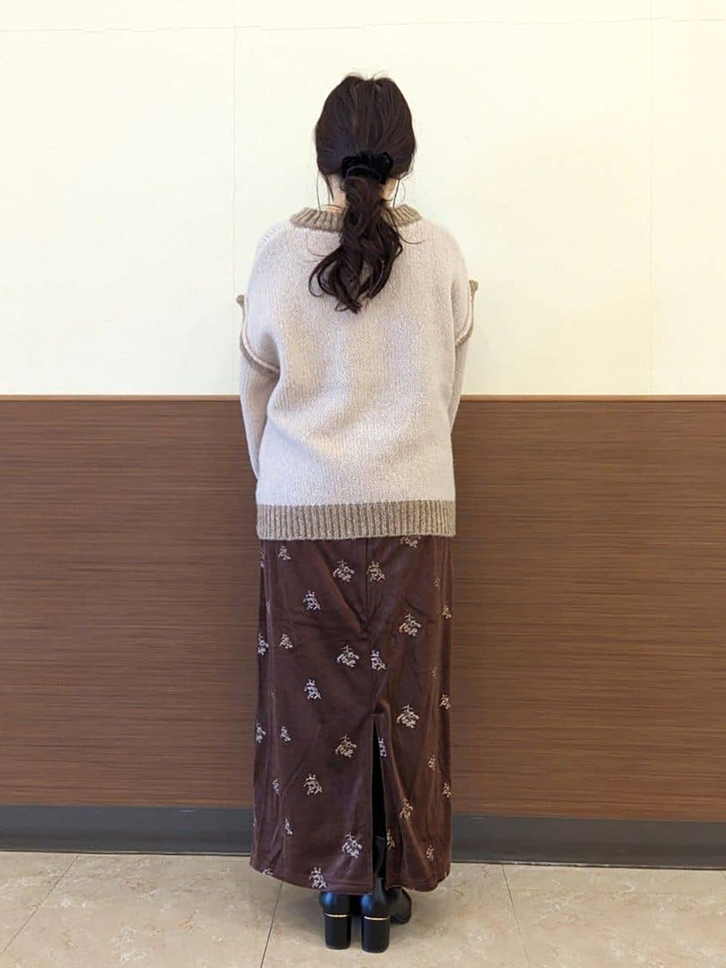 syu*さんの「SHOO･LA･RUE｜【S-LL】配色デザインがポイント ざっくり編みゆるニット」を使ったコーディネート