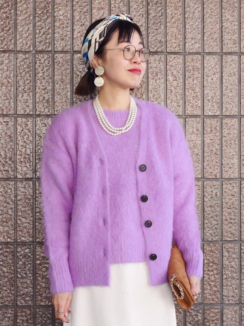 MUTSUKOさんの「UNTITLED｜【ゆったり】アルパカ混シャギー カーディガン」を使ったコーディネート