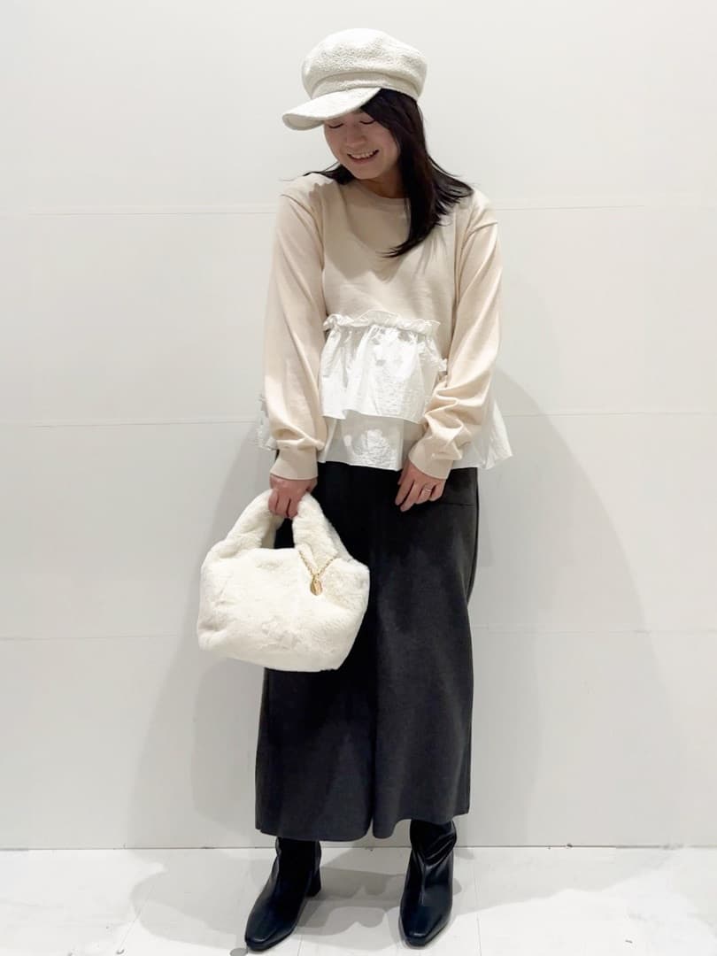 Minさんの「OPAQUE.CLIP｜フリルドッキングニット【洗濯機OK】」を使ったコーディネート