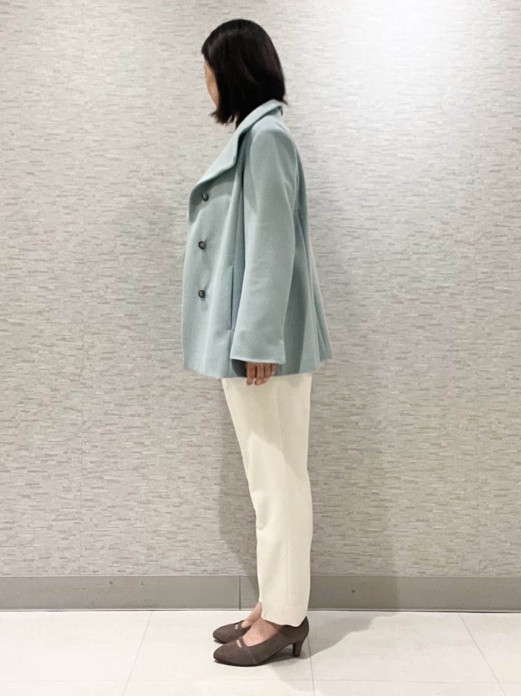 marikoさんの「Reflect｜【SS-4Lサイズ／衿が顔に当たらない◎】スタンドネックミドルコート」を使ったコーディネート