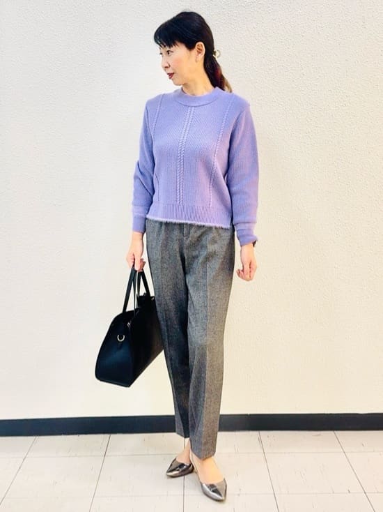 ⭐︎Eimi⭐︎さんの「Reflect｜【ほんのりラメ感◎】ケーブル柄ニット」を使ったコーディネート