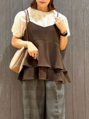 meiさんの「SHOO･LA･RUE｜【S-LL】大人も着やすい愛らしさ リボンヤーン半袖トップス」を使ったコーディネート